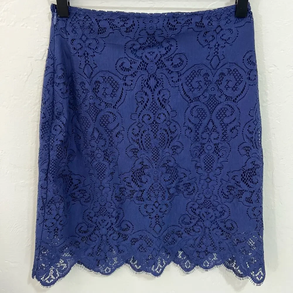 For Love and Lemons Midnight Blue Lace Mini Skirt Size Small